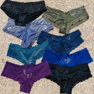 Victoria's Secret Lace Panties Set - Black, Green, Blue, Purple